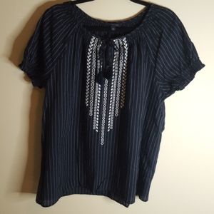 Tommy Hilfiger Navy Blue Short Sleeve Blouse, XL